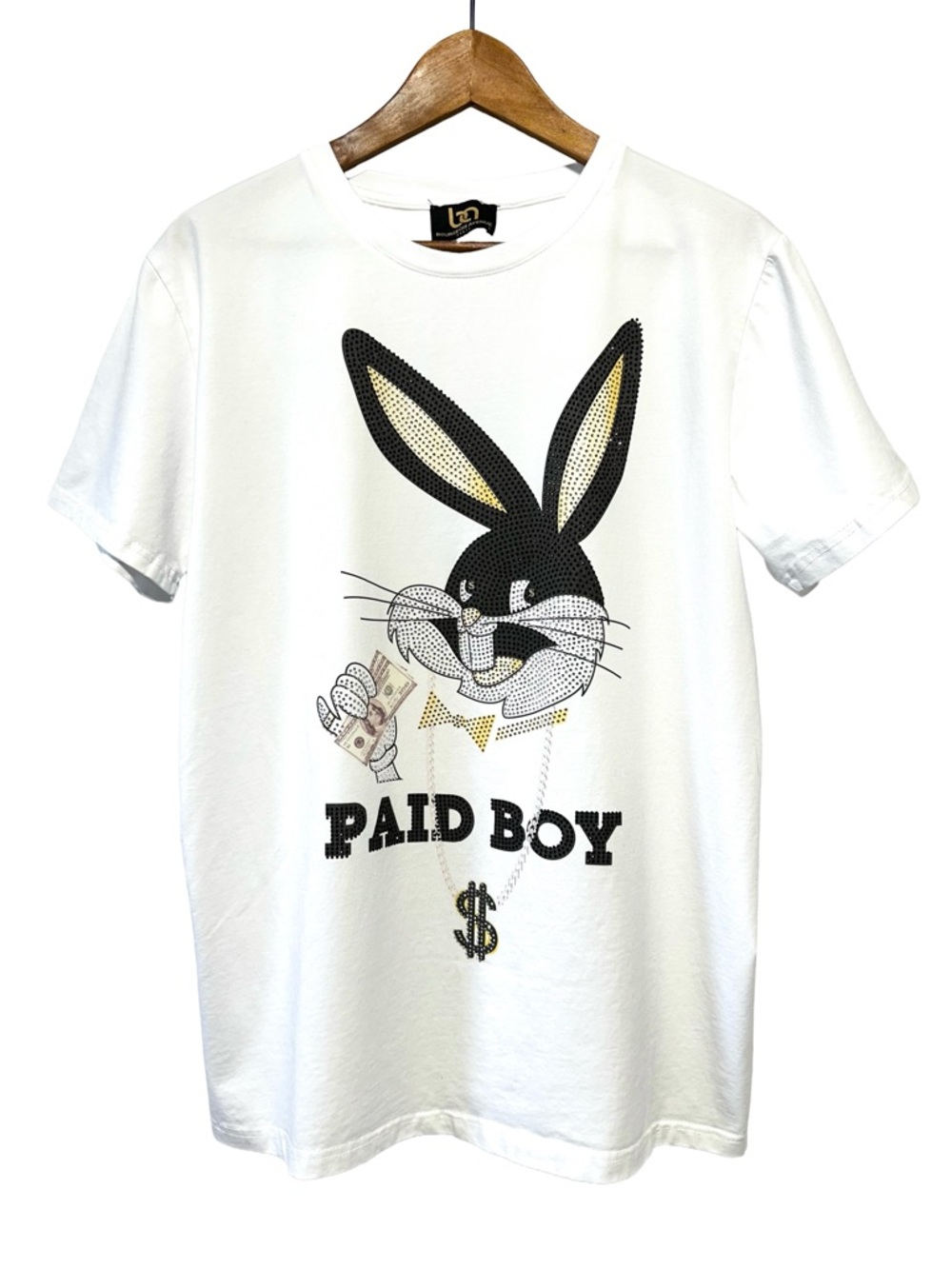 BOURGEOIS AVENUE Bugs Bunny Rhinestone Graphic Tee Hip Hop Streetwear